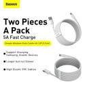 Baseus Type-C Simple Wisdom cable (2pcs/set) 5A 1.5m White (TZCATZJ-02)