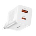 Baseus Travel Charger Super Si Pro mini Fast Charger, C+U, PD 3.0, QC 3.0 30W EU White (CCSUPP-E02)