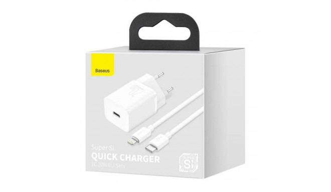 Baseus Travel Charger set Super Si 1C QC (With Simple Wisdom Cable Type-C to Lightning 1m) 20W EU Wh
