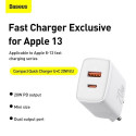 Baseus Travel Charger Compact Quick Charger U+C 20W EU White (CCXJ-B02)