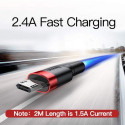 Baseus Micro USB Cafule Cable 1.5A 2m Red + Black (CAMKLF-C91)