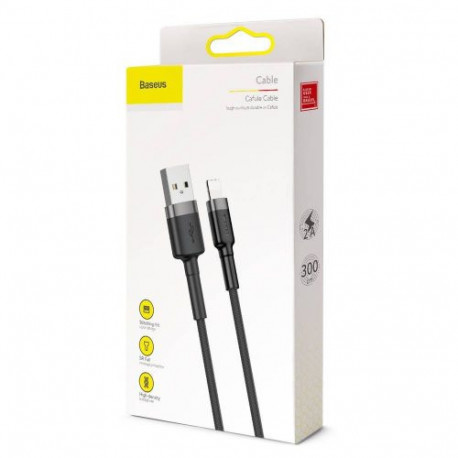 Baseus kaabel USB - Lightning Cafule 2A 3m, hall/must (CALKLF-RG1)
