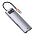 Baseus HUB Metal Gleam Series 8-in-1 Multifunctional (Type-C to PD/4K HD/USB3.0) Docking Station Gra