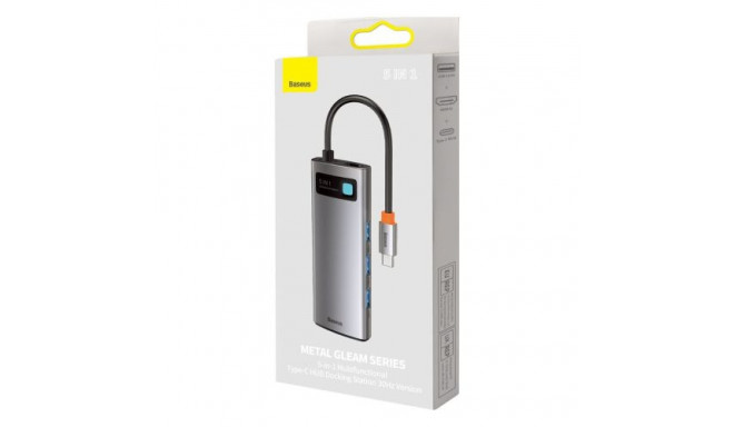 Baseus HUB Metal Glam Series 5-in-1 (3xUSB-A 3.0, Type-C male, Type-C female, HDMI-A), Gray EU (WKWG