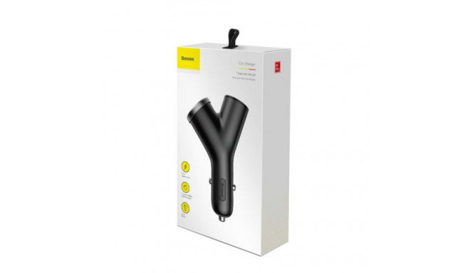 Baseus Car Charger Y-type dual USB + cigarette lighter extended, 3.4A, Black (CCALL-YX01)