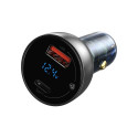 Baseus Car Charger Particular Digital Display C+U, PD 3.0 QC 4.0+, SCP, PPS, 5A, 65W Silver (CCKX-C0