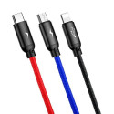 Baseus Cable Three Primary Colors Light/Type-C/Micro Nylon Braid 3.5A 1.2m Black (CAMLT-BSY01)