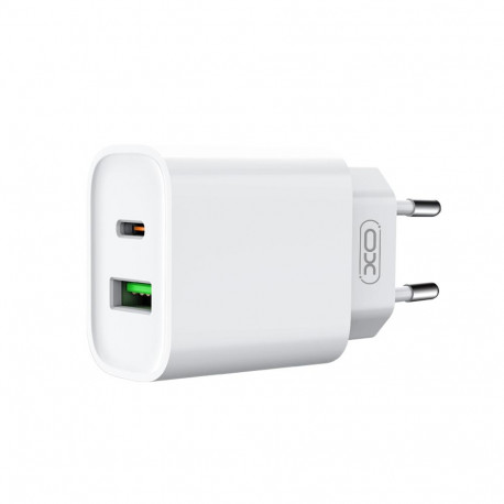 XO wall charger CE02A PD 20W QC 3.0 18W 1x USB 1x USB-C white + USB-C – USB-C cable
