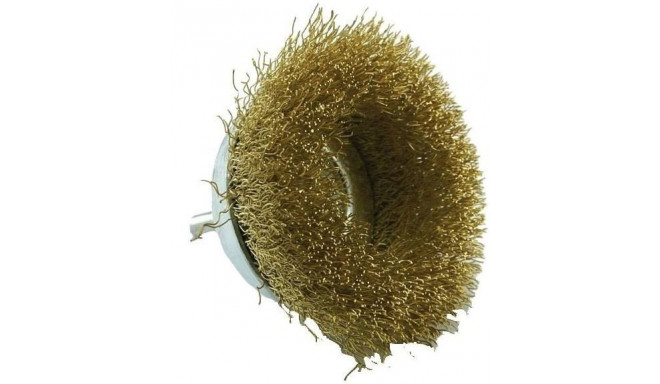 Brass steel wire cupbrush for drill, Ø75mm, corrugated 0.20mm, 1/4 HEX