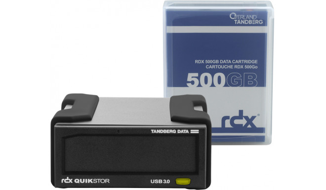 Tandberg RDX 0,5 TB USB3+ KIT extern black  Dual Port USB Power Supply