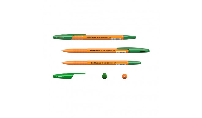 Ballpoint pen ErichKrause® R-301 Orange Stick 0.7, ink color: green (box 50 pcs.)