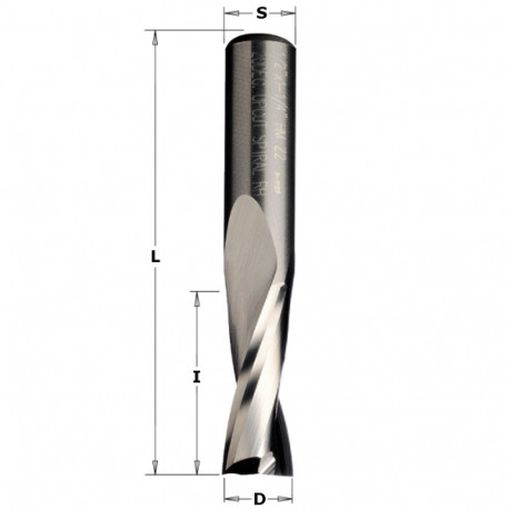 Spiraalfrees, üles.v D=1/4"x1" S=1/4" Z=2 RH