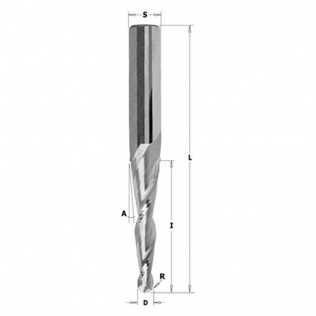 Spiraalfrees, kooniline HM D=1.6x25x70 S=6 RH