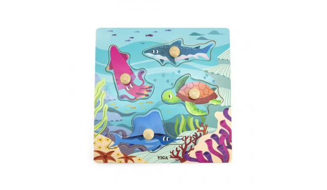 VIGA Wooden Knob Puzzle - Sea Animals 44594