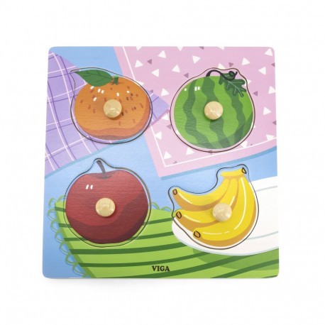 VIGA Wooden Knob Puzzle - Fruits 44597