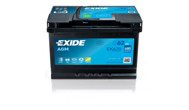 Exide AGM 62Ah 680A 242x175x190-+