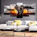 Seinapilt - Elephant at Sunset - 100x50
