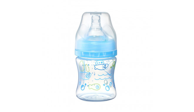 Anti colic wide neck plastic bottle, 120 ml blue 402/03