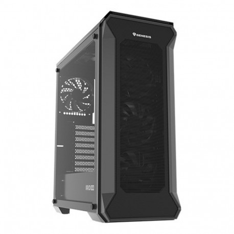 The Genesis Irid 505F is a Midi Tower PC case designed for high airflow and modern 