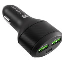 Car charger 2x USB 1x USB-C QC 3.0