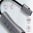 Hub HMA-GL3AP 3x USB-A + GLAN, USB3.2 Gen 1, metal, micro USB power, 20cm USB-A cable