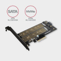 PCI-E 3.0 PCEM2-D 4x - DUAL M.2 SSD (NVMe + SATA), dual voltage, up to 110mm SSD