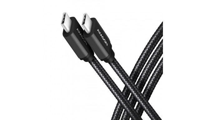 AXAGON BUCM3-CM10AB cable USB-C USB-C 3.2 Gen 1, 1m, PD 60W, 3A, ALU, braid, Black
