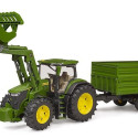 Tractor John Deere 7R 350 with front loader and trailer