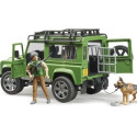 Land Rover Defender vehicle with forester and dog figure