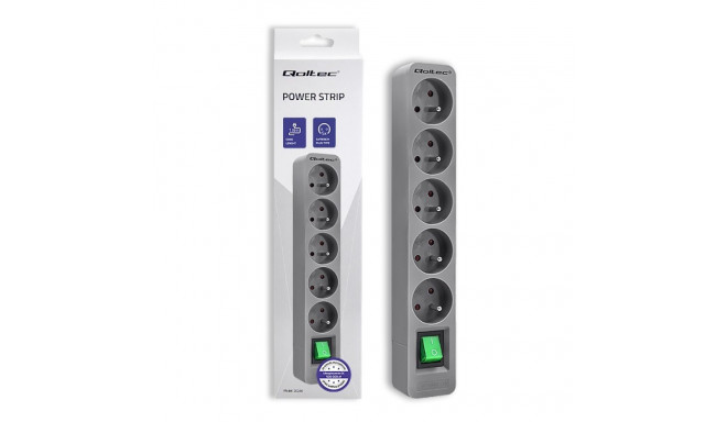 Qoltec extension cord 5 sockets 1.8m, grey