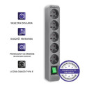 Power strip 5 sockets, 1.8m, Grey