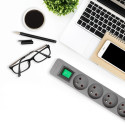 Power strip 5 sockets, 1.8m, Grey