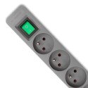 Qoltec extension cord 5 sockets 1.8m, grey