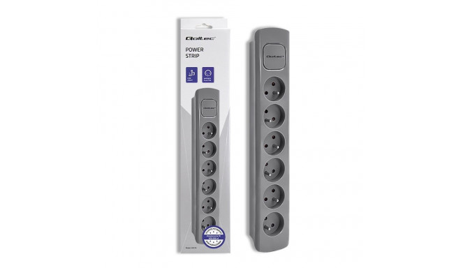 Qoltec extension cord 6 sockets 1.8m, grey