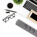 Power strip 6 sockets, 1.8m, Grey