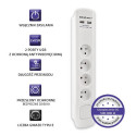 Surge protector 4 sockets, 2xUSB, 1.8m
