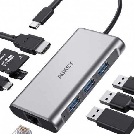 CB-C91 aluminium USB-C Hub 8in1 RJ45 Eth