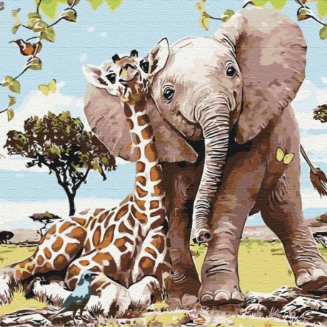 Picture Paint it! Painting by numbers Safari friends