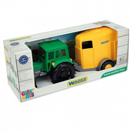 Farmer tractor wit h a trailer in a carton