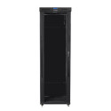 Installation cabinet rack 19 47U 800x1000 black, glass door LCD (Flat pack)