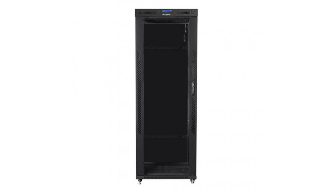 Installation cabinet rack 19 42U 800x800 black, glass door LCD (Flat pack)