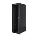 Installation cabinet rack 19 42U 800x1200 black, glass door LCD (Flat pack)