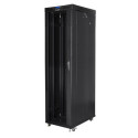 Installation cabinet rack 19 47U 800x1000 black, glass door LCD (Flat pack)