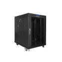 Installation cabinet rack 19 15U 600x800 black, glass door lcd (flat pack)