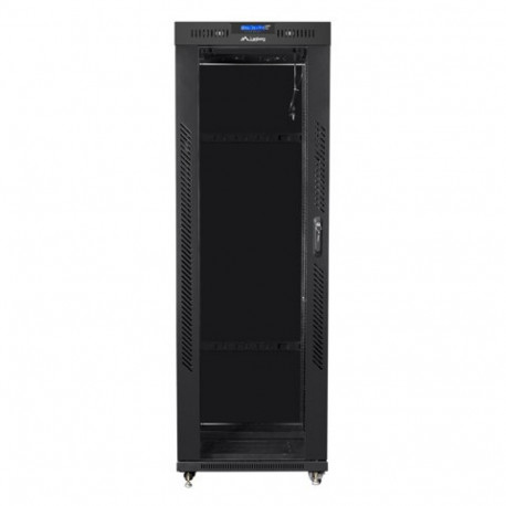19" 37U Server Rack Cabinet (600x800mm) - Black, Glass Door with LCD Display (Flat Pack)