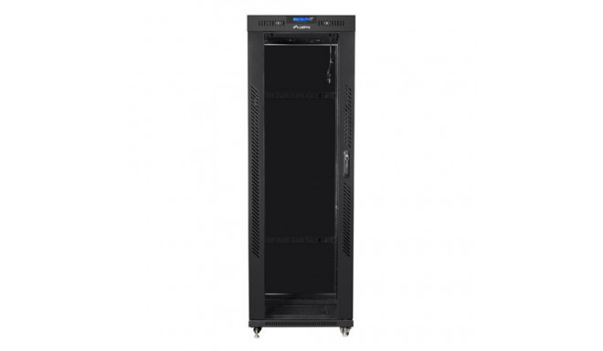 Installation cabinet rack 19 37u 600x800 black, black glass door lcd (Flat pack)