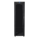 Installation cabinet rack 19 42u 600x600 black, black glass door lcd (Flat pack)