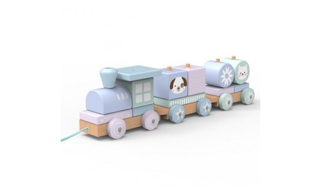 iWood Wooden Blocks Thre e Section Pull Train