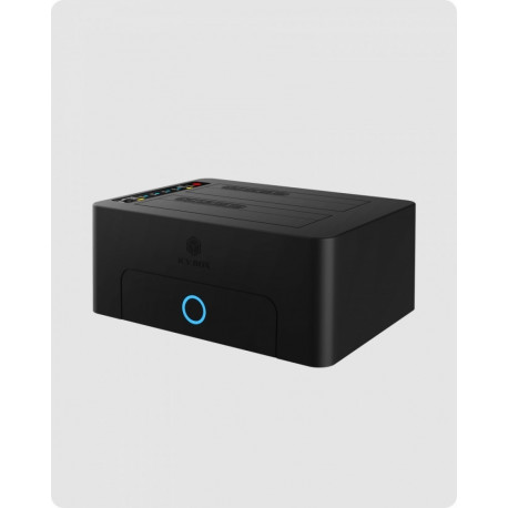 The ICY BOX IB-1232CL-U3 is a dual-bay docking station designed for 2.5" and 3.5" S