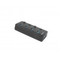 USB Hub 4 Mantis 2 USB 3.0 ports with switch + power supply